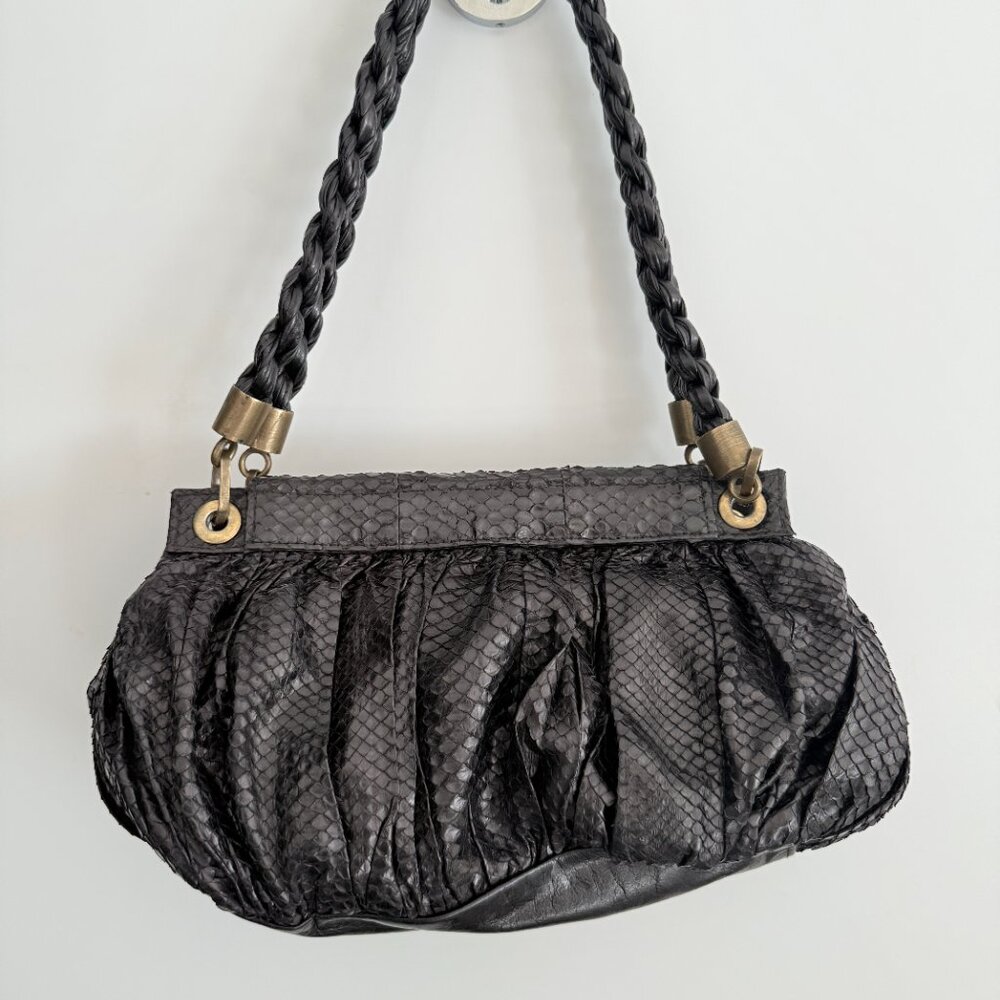 R & Y Augousti Black Python Handbag - image 2